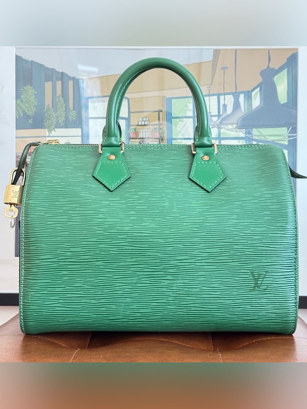 Louis Vuitton Green Epi Leather Speedy 25 Satchel